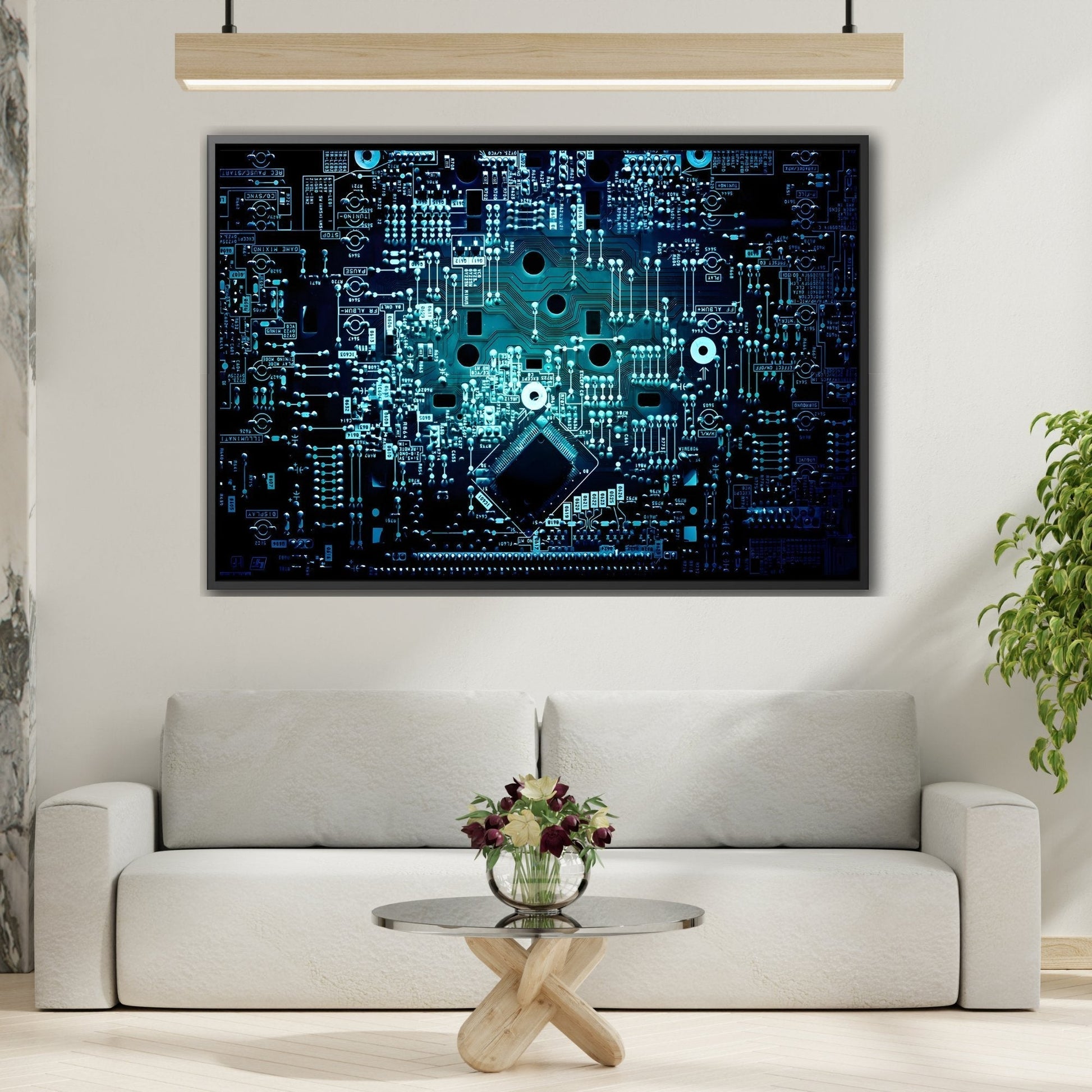 Abstract Canvas Wall Art Prints - Modern Blue Tech Gift