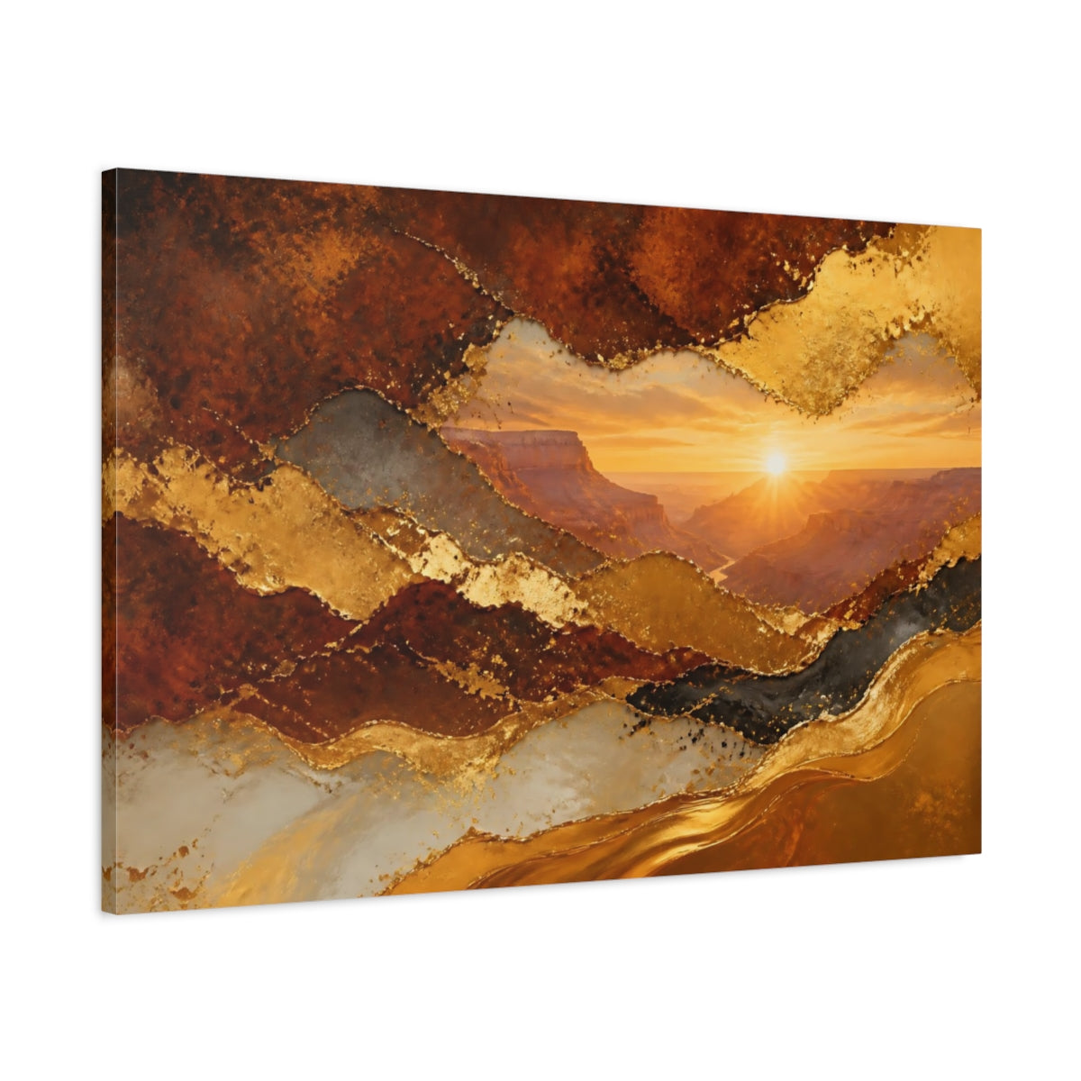 Main Mockup. Abstract Canyon Sunrise shown as canvas print