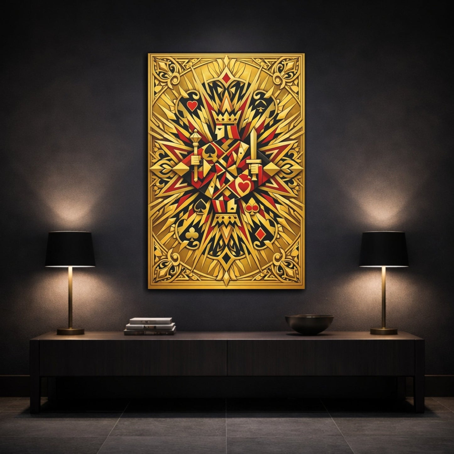 Abstract Card King Gold And Red - Canvas Wall Art Print - YesArtYes