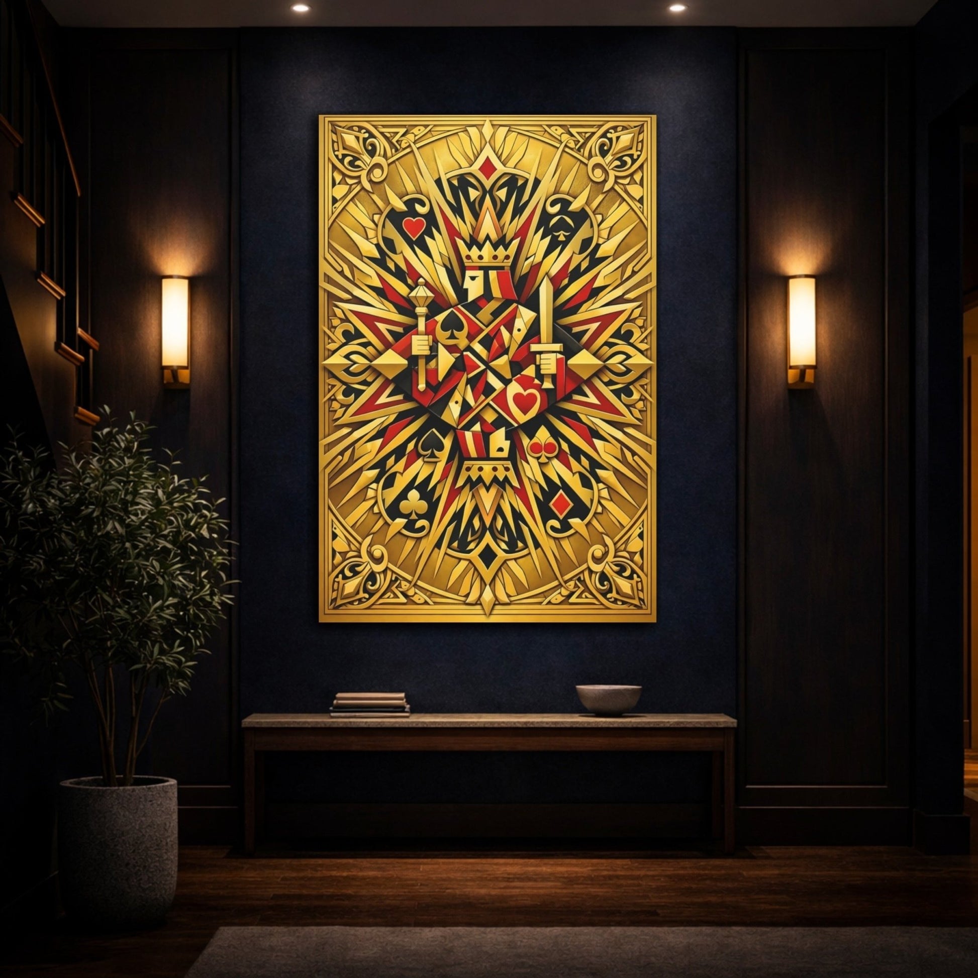 Abstract Card King Gold And Red - Canvas Wall Art Print - YesArtYes