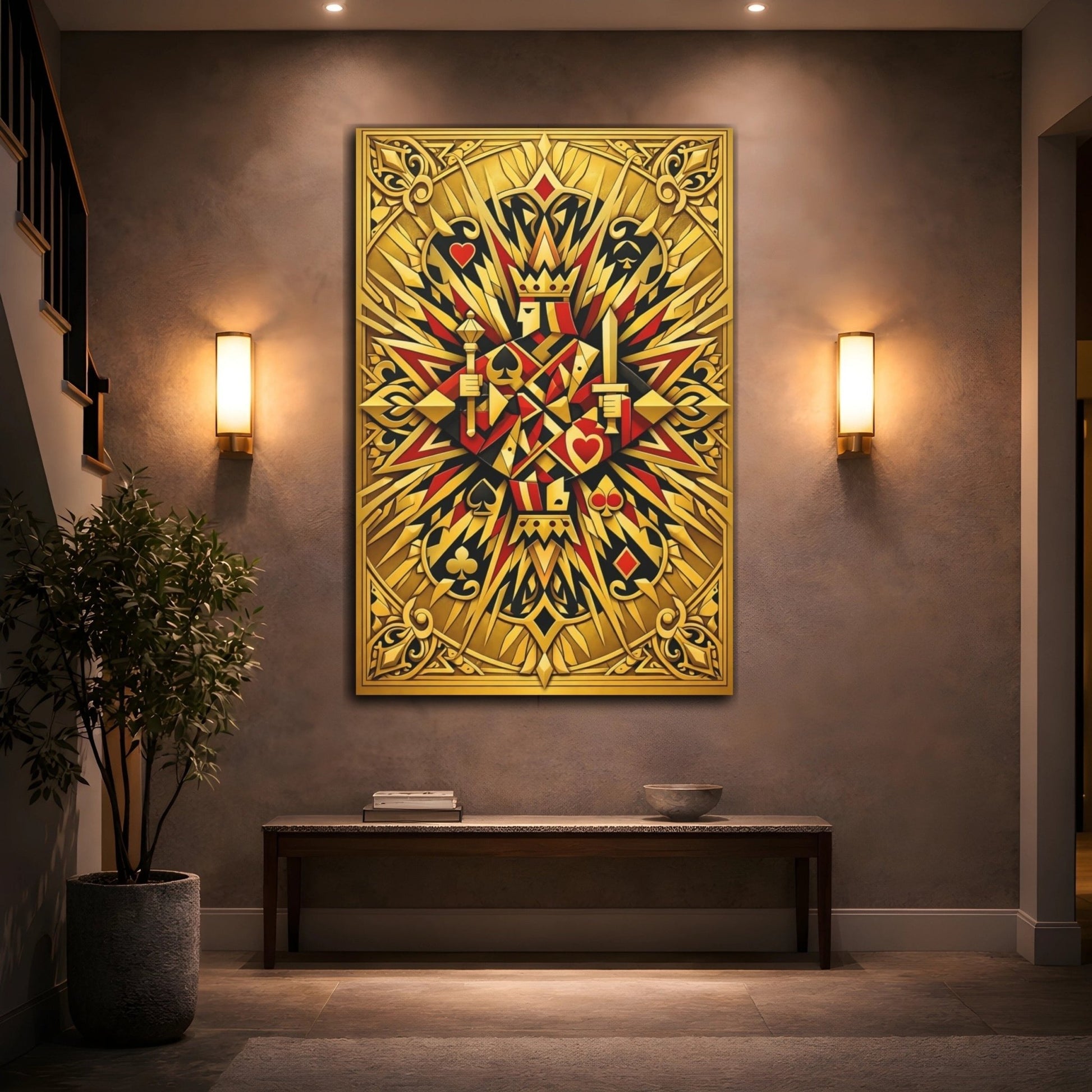 Abstract Card King Gold And Red - Canvas Wall Art Print - YesArtYes
