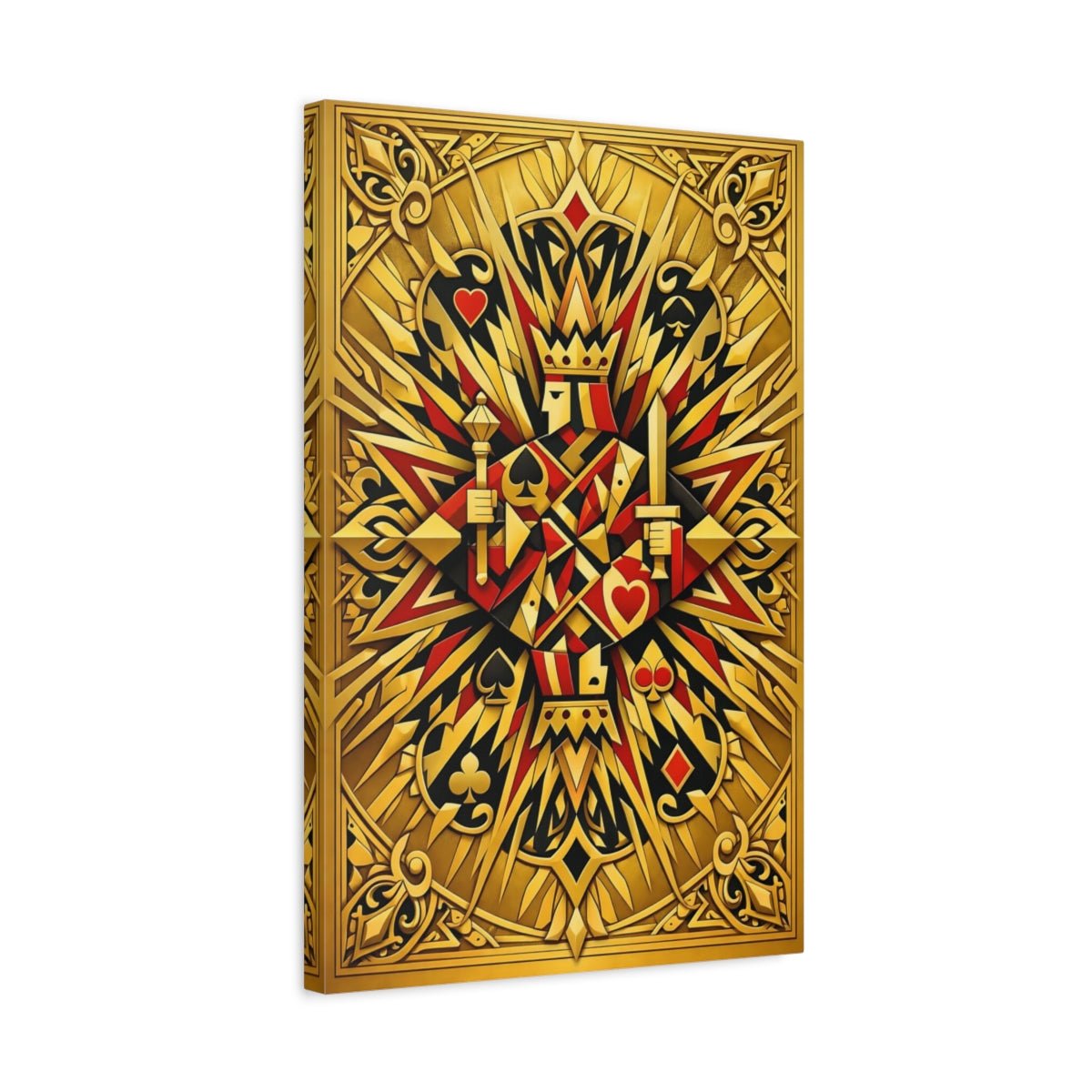 Abstract Card King Gold And Red - Canvas Wall Art Print - YesArtYes