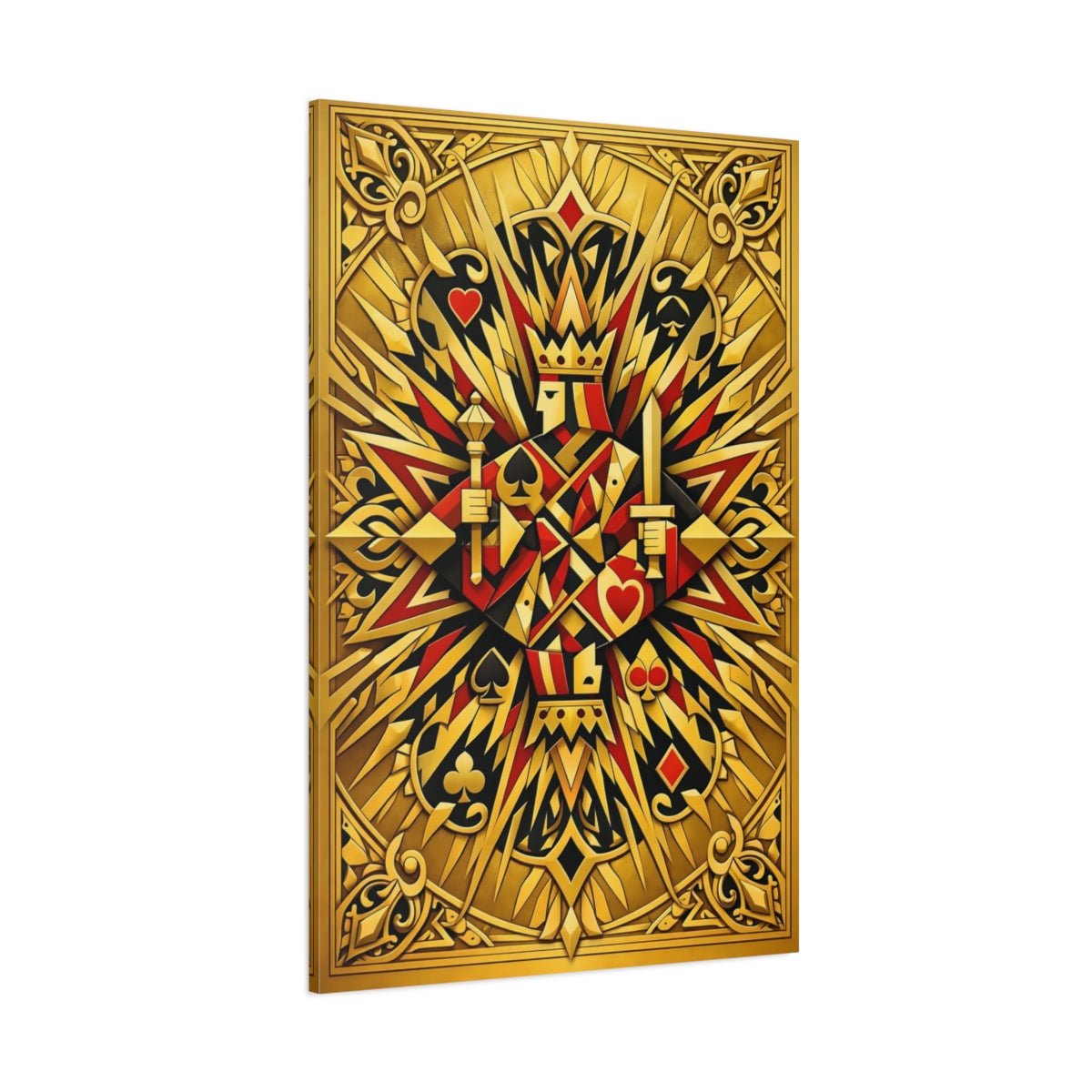 Abstract Card King Gold And Red - Canvas Wall Art Print - YesArtYes