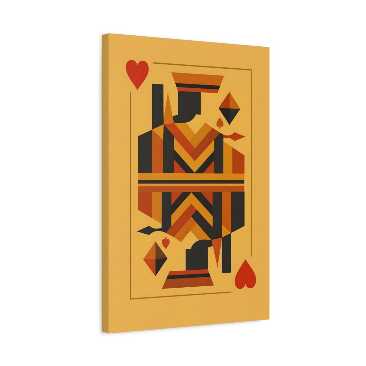 Abstract Card King Orange Yellow Black - Canvas Wall Art Print - YesArtYes