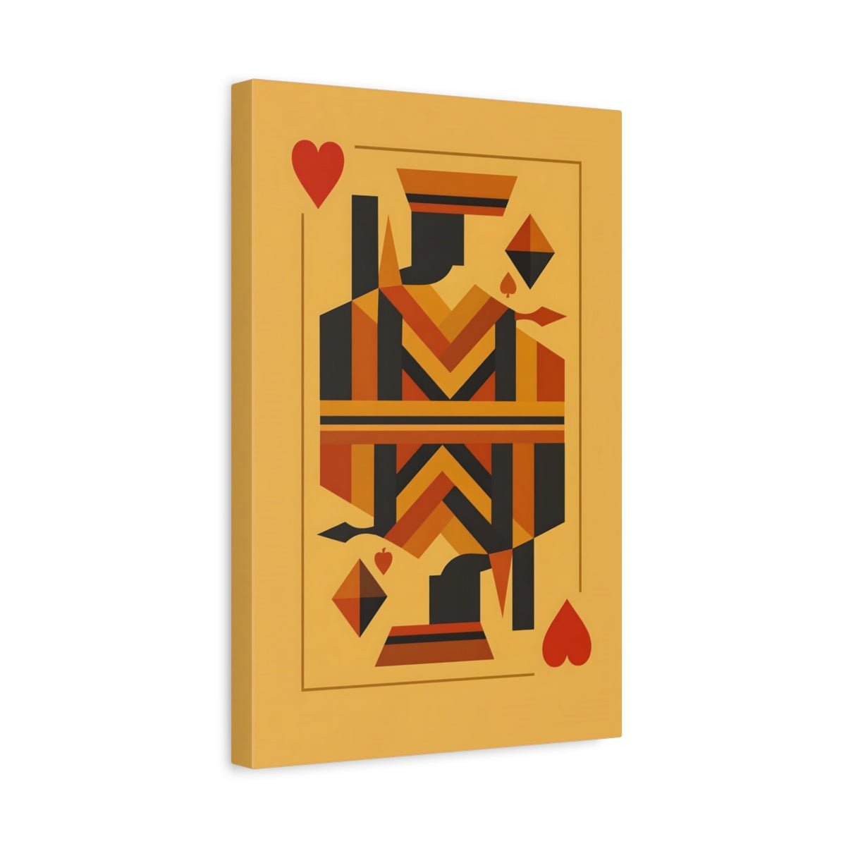 Abstract Card King Orange Yellow Black - Canvas Wall Art Print - YesArtYes