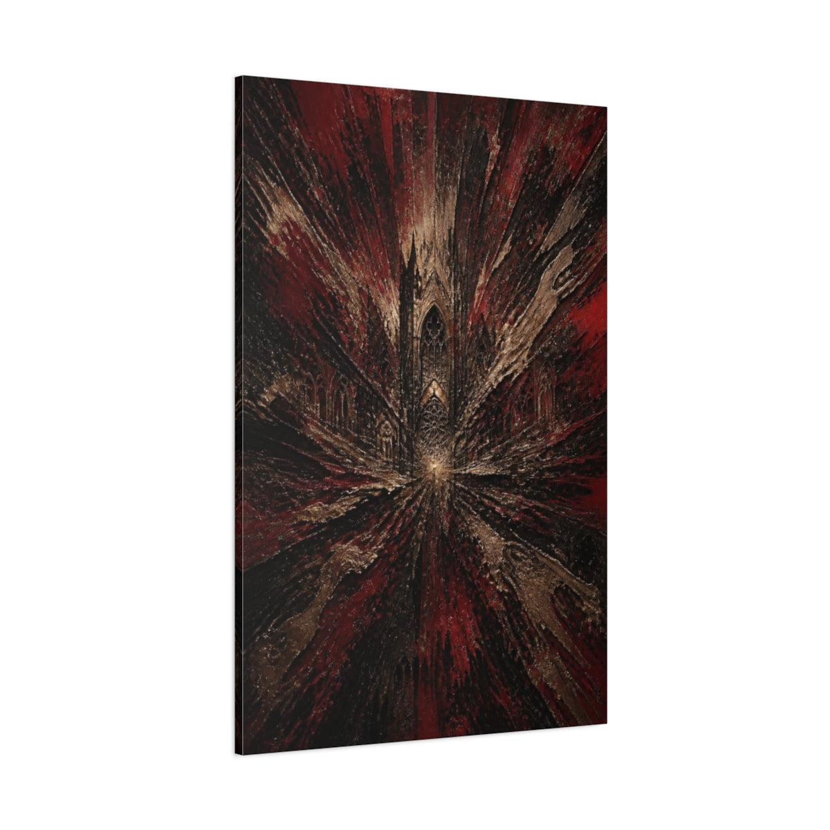 Side Mockup 1. Abstract Cathedral Burst shown as canvas print