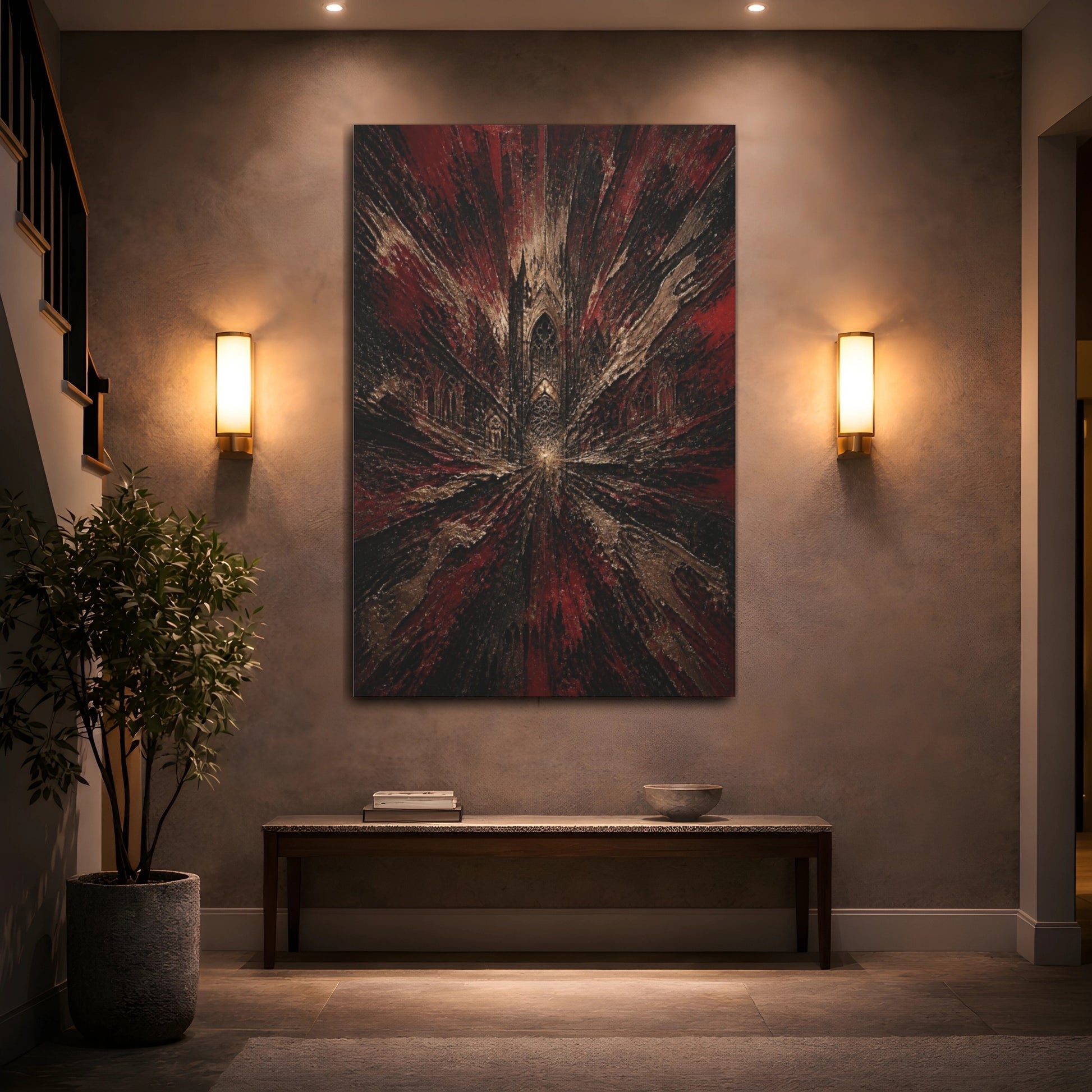 Mockup 2. Abstract Cathedral Burst shown as canvas print