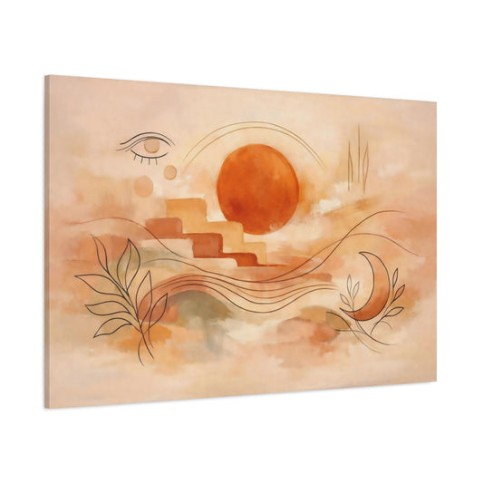 Abstract Celestial Abstract Terracotta Abstract shown as stretched canvas wall art
