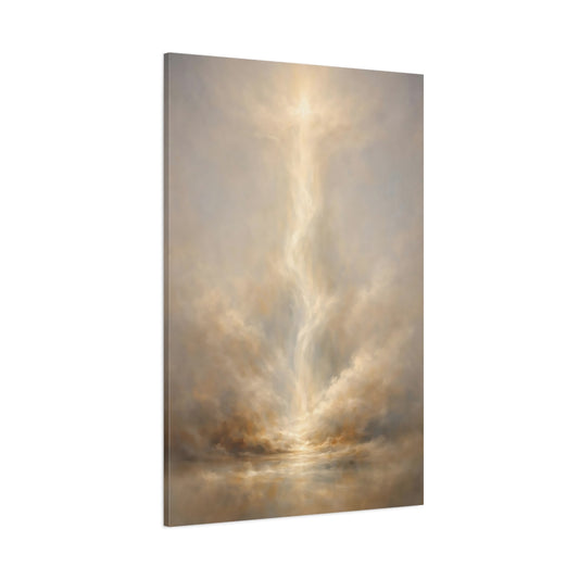 Main Mockup. Abstract Celestial Light Golden Clouds shown as stretched canvas wall art