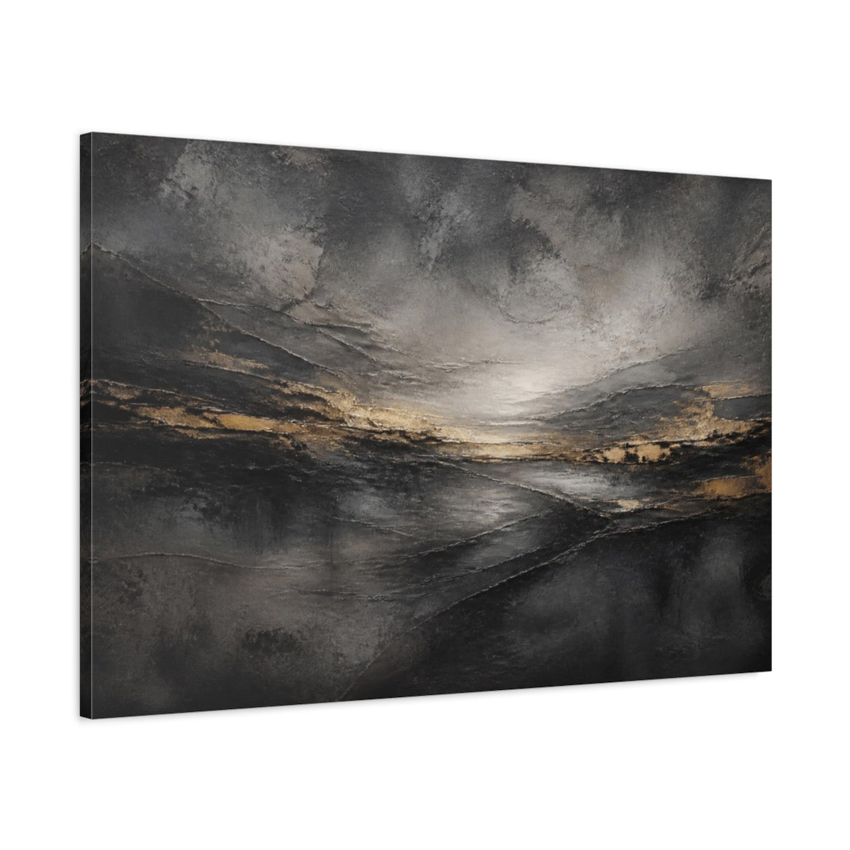 Main Mockup. Abstract Charcoal Landscape shown as canvas print
