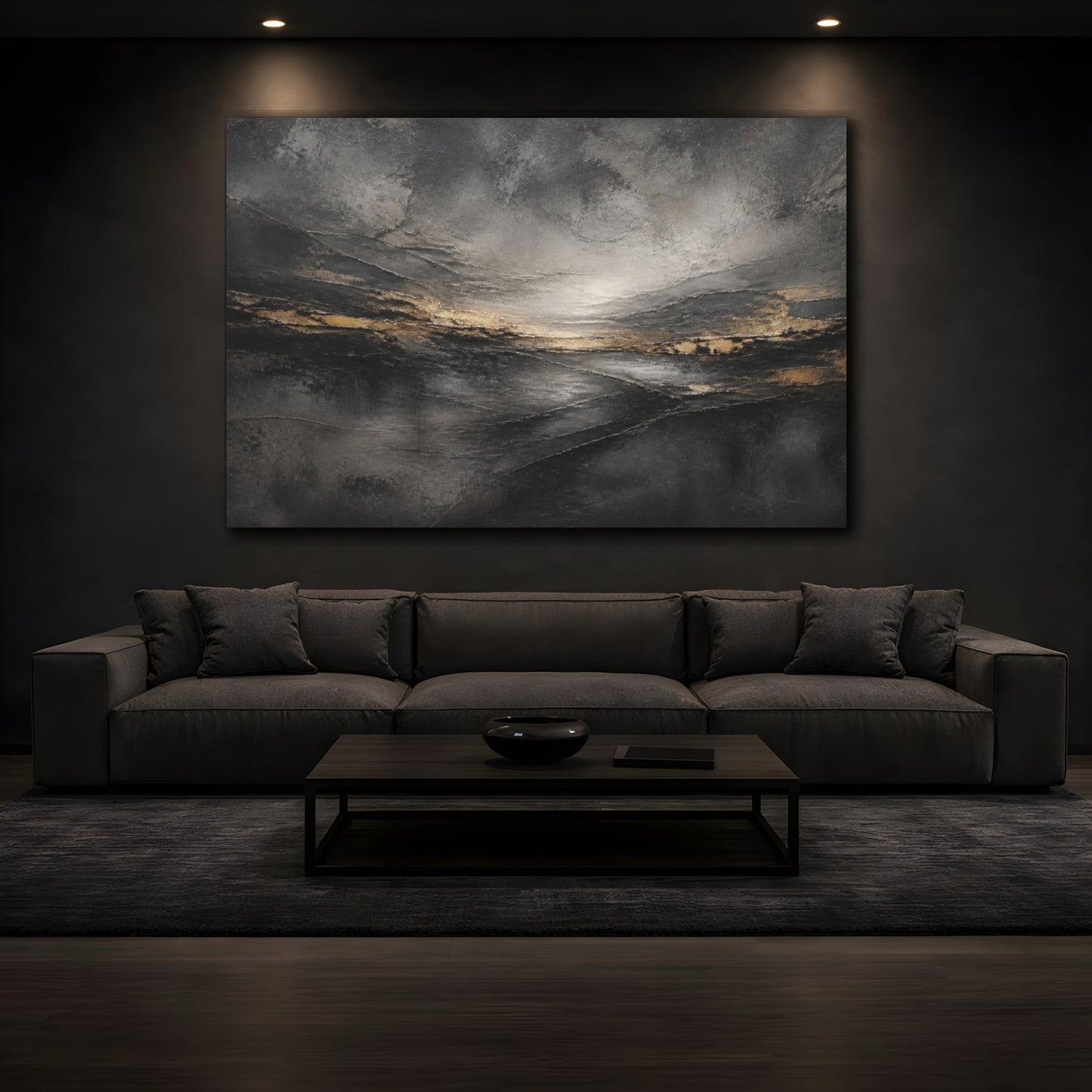 Mockup 3. Abstract Charcoal Landscape shown as canvas print