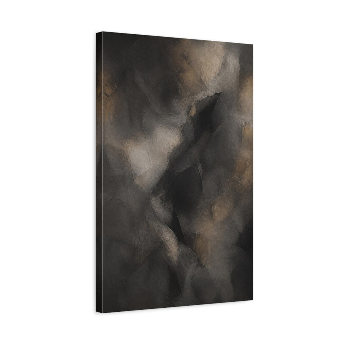 Side Mockup 3. Abstract Charcoal Passage shown as canvas print