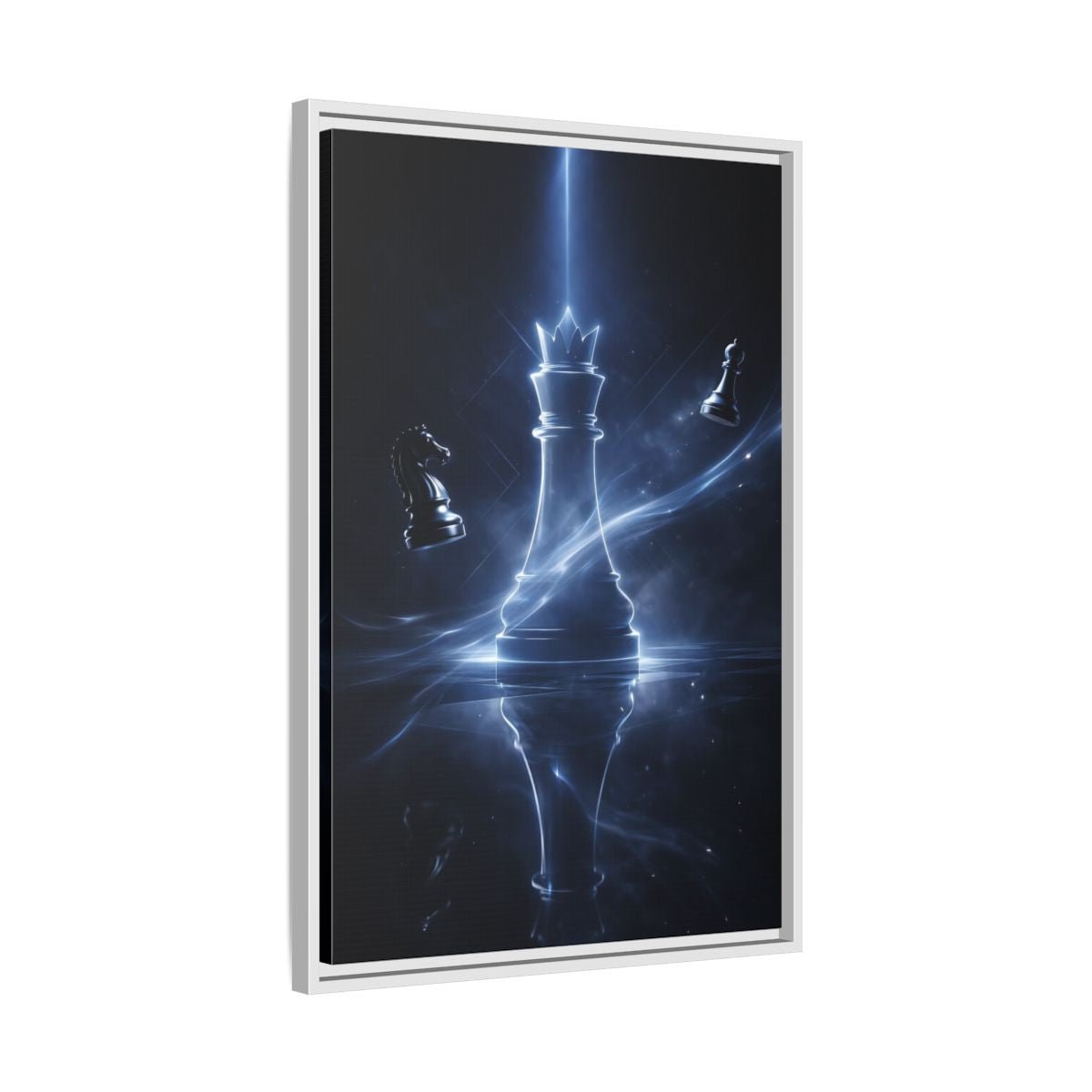 Abstract Chess Queen Blue - Framed Canvas Wall Art Print - YesArtYes
