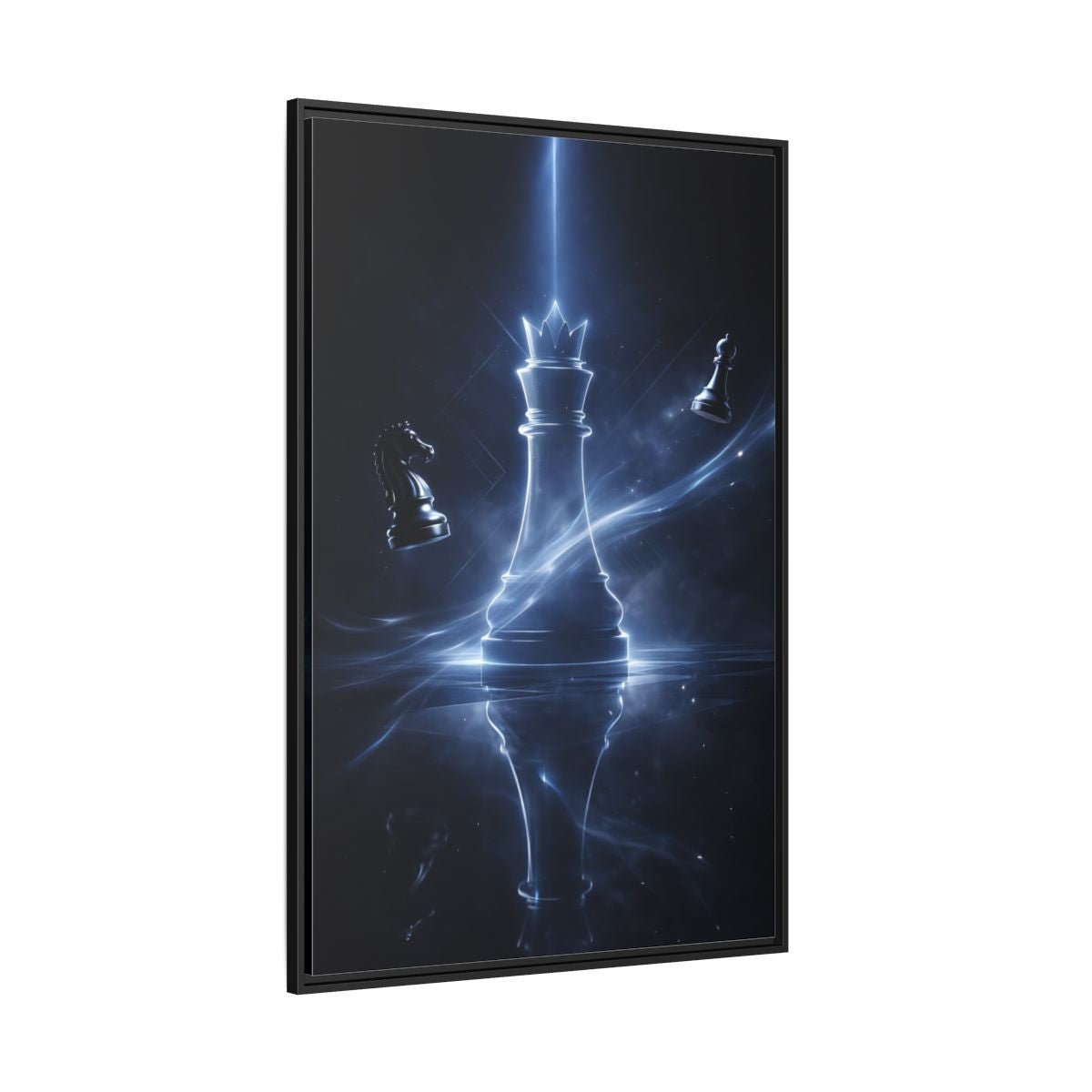 Abstract Chess Queen Blue - Framed Canvas Wall Art Print - YesArtYes