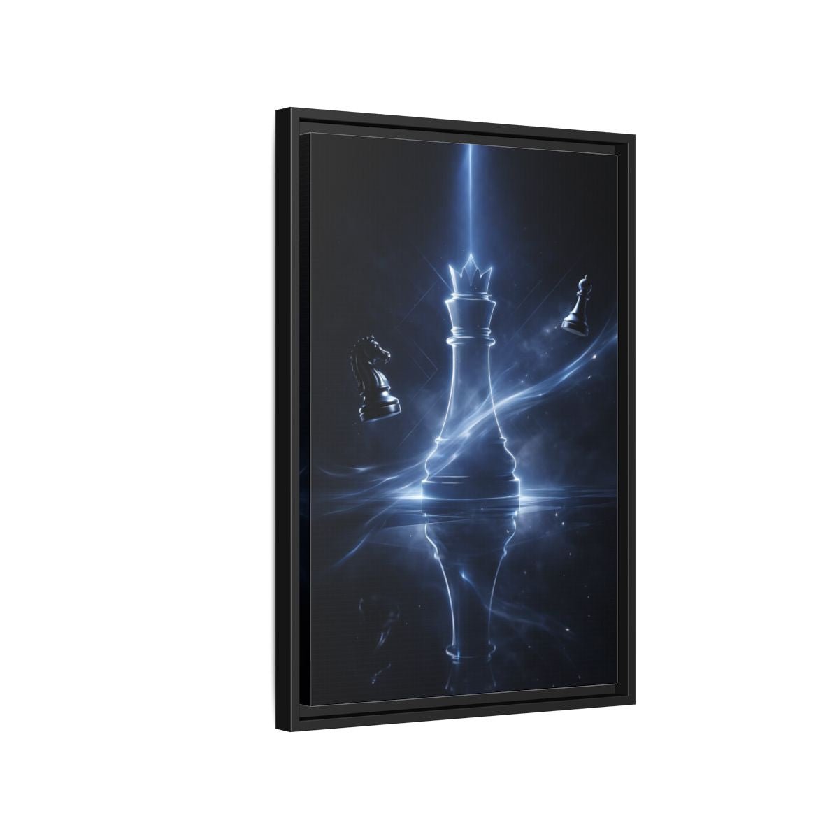 Abstract Chess Queen Blue - Framed Canvas Wall Art Print - YesArtYes