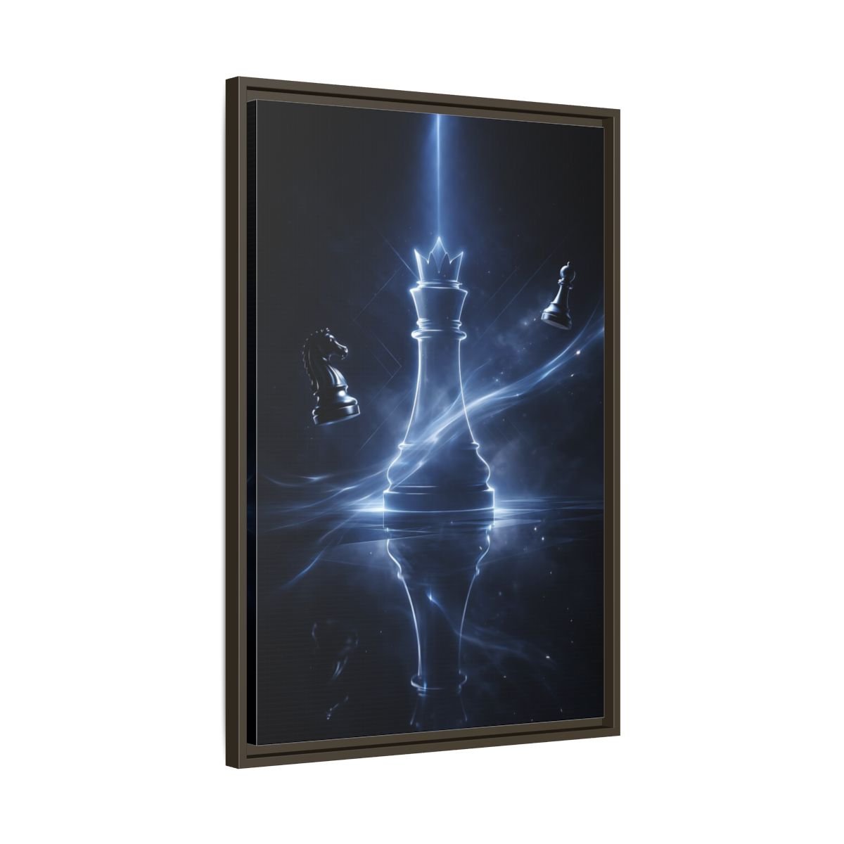 Abstract Chess Queen Blue - Framed Canvas Wall Art Print - YesArtYes