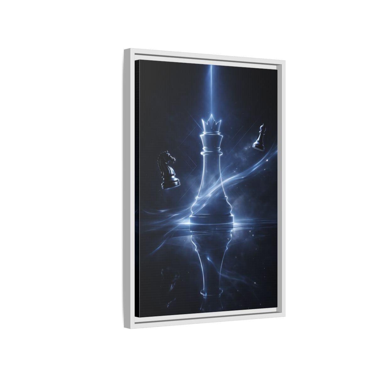 Abstract Chess Queen Blue - Framed Canvas Wall Art Print - YesArtYes