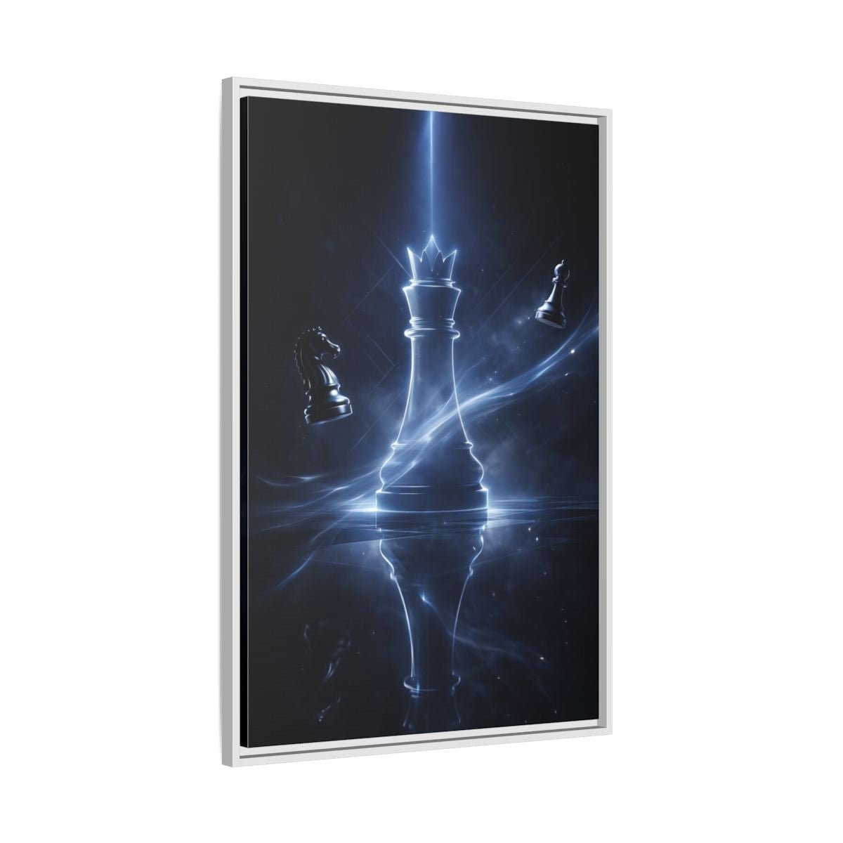 Abstract Chess Queen Blue - Framed Canvas Wall Art Print - YesArtYes