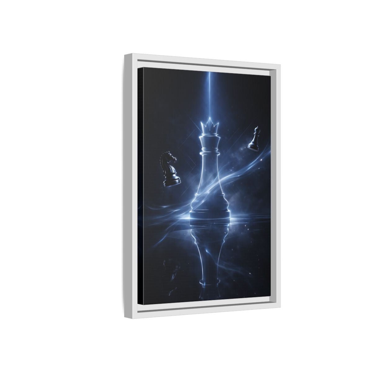 Abstract Chess Queen Blue - Framed Canvas Wall Art Print - YesArtYes
