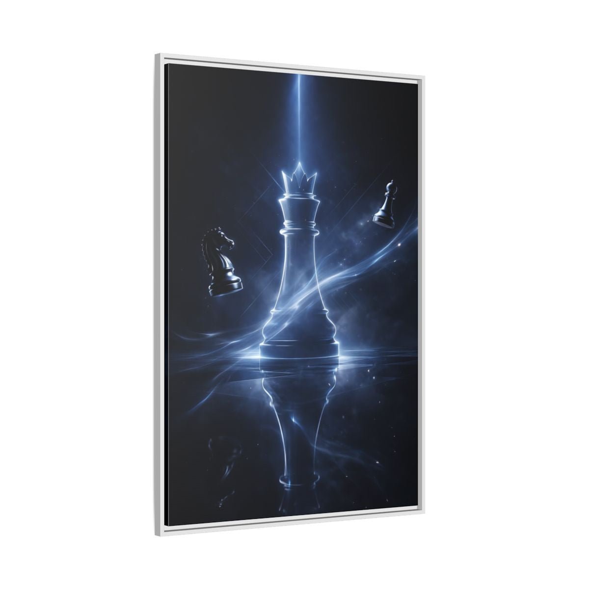 Abstract Chess Queen Blue - Framed Canvas Wall Art Print - YesArtYes