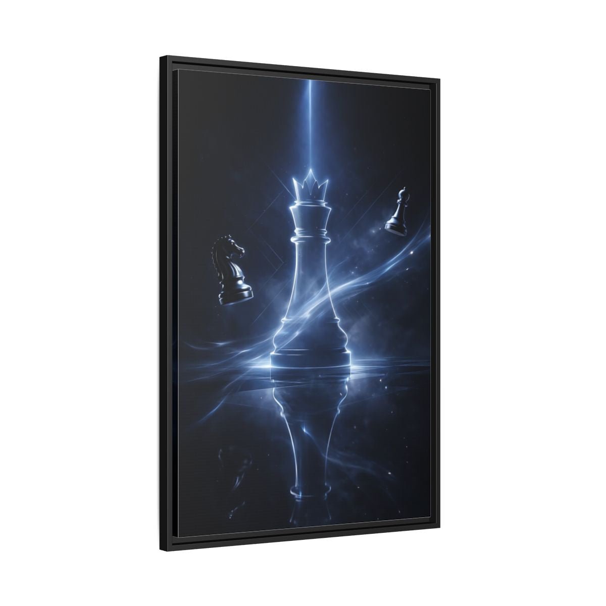 Abstract Chess Queen Blue - Framed Canvas Wall Art Print - YesArtYes
