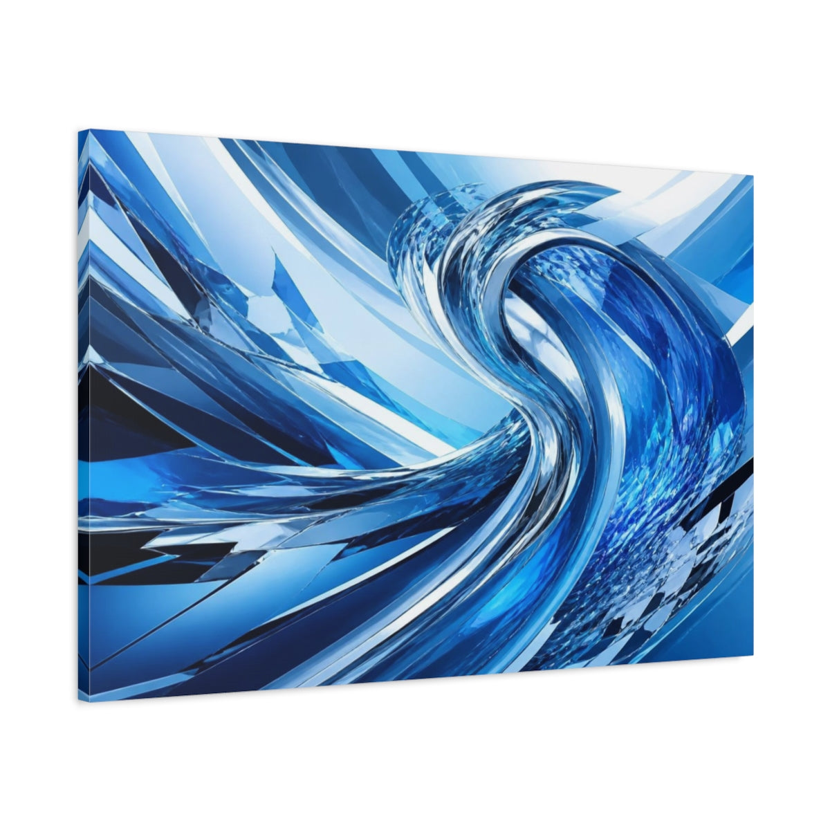Main Mockup. Abstract Chrome Wave shown as canvas print