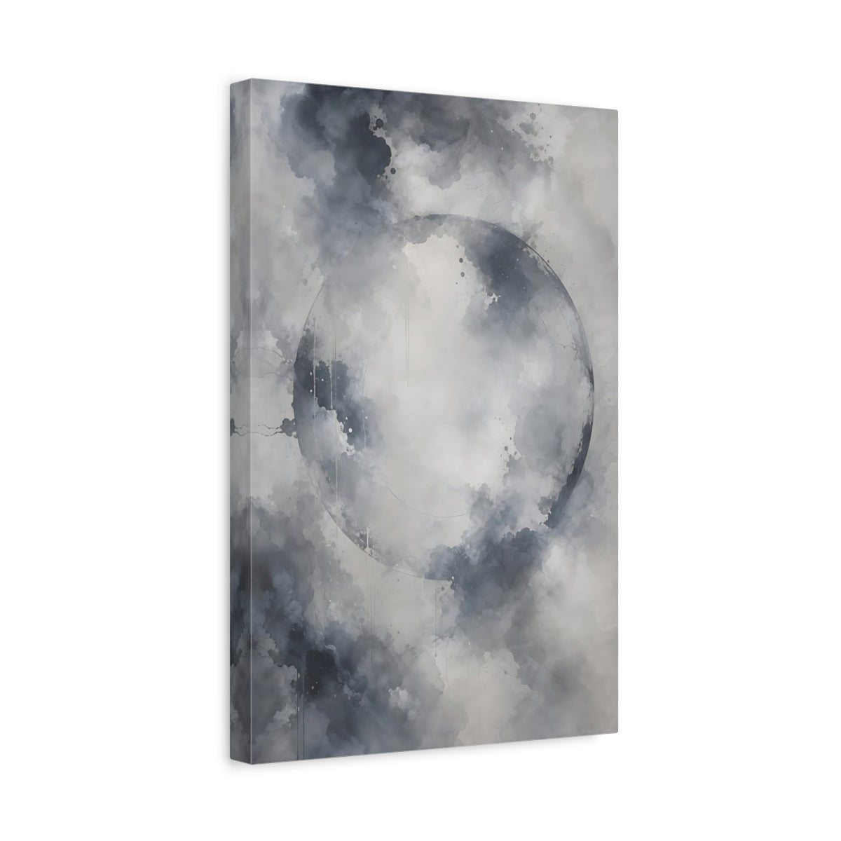 Abstract Circle Gray And White Canvas Print – Living Room, Above Couch - YesArtYes