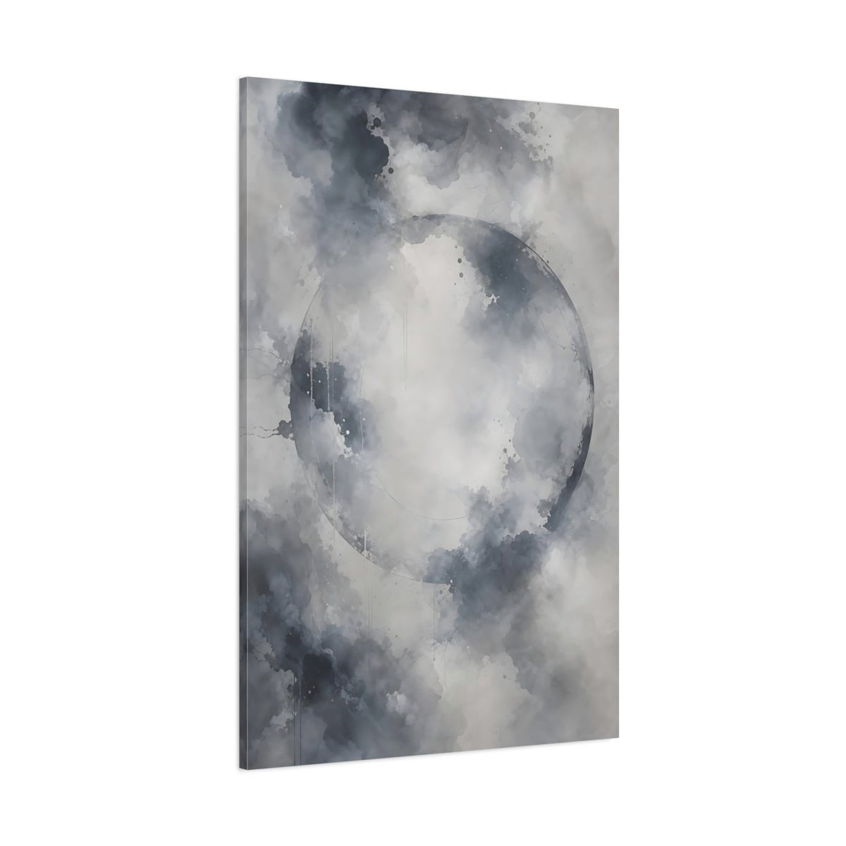 Abstract Circle Gray And White Canvas Print – Living Room, Above Couch - YesArtYes