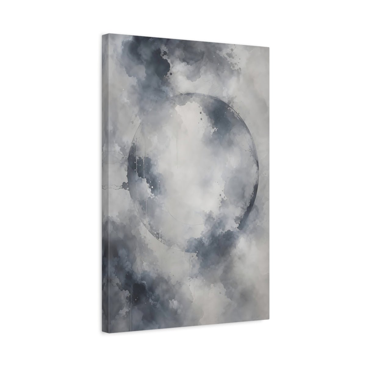 Abstract Circle Gray And White Canvas Print – Living Room, Above Couch - YesArtYes