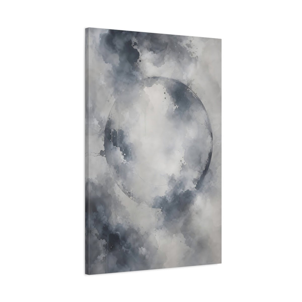 Abstract Circle Gray And White Canvas Print – Living Room, Above Couch - YesArtYes
