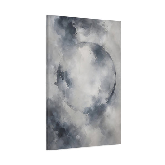Abstract Circle Gray And White Canvas Print – Living Room, Above Couch - YesArtYes