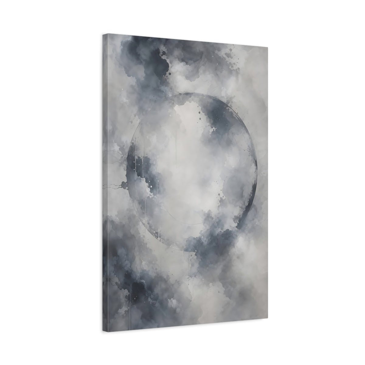 Abstract Circle Gray And White Canvas Print – Living Room, Above Couch - YesArtYes