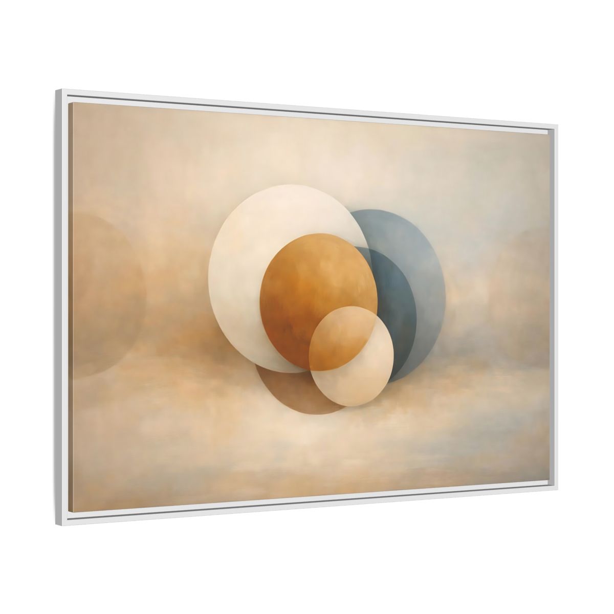 Side Mockup 7. Abstract Circles Earth Tone Circles shown as stretched canvas wall art