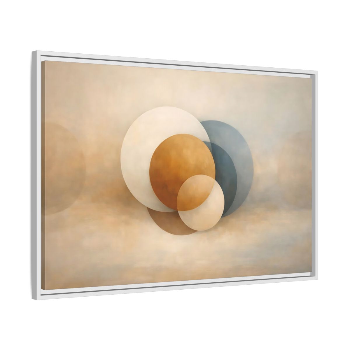 Side Mockup 8. Abstract Circles Earth Tone Circles shown as stretched canvas wall art