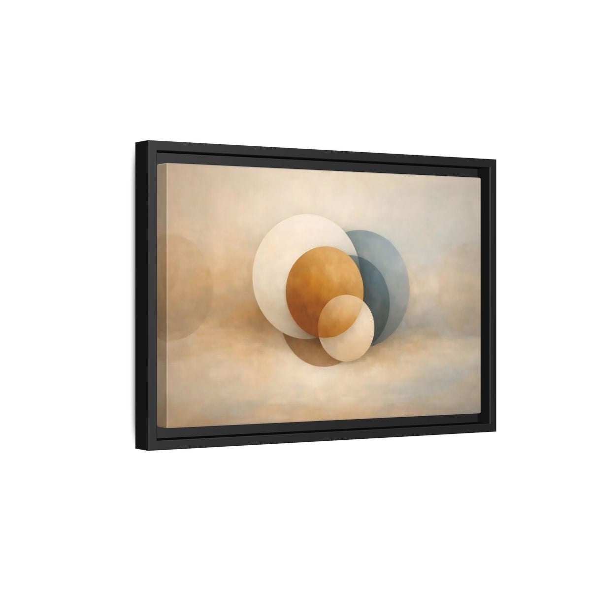 Side Mockup 6. Abstract Circles Earth Tone Circles shown as stretched canvas wall art