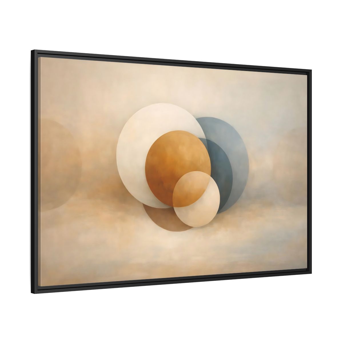 Side Mockup 12. Abstract Circles Earth Tone Circles shown as stretched canvas wall art