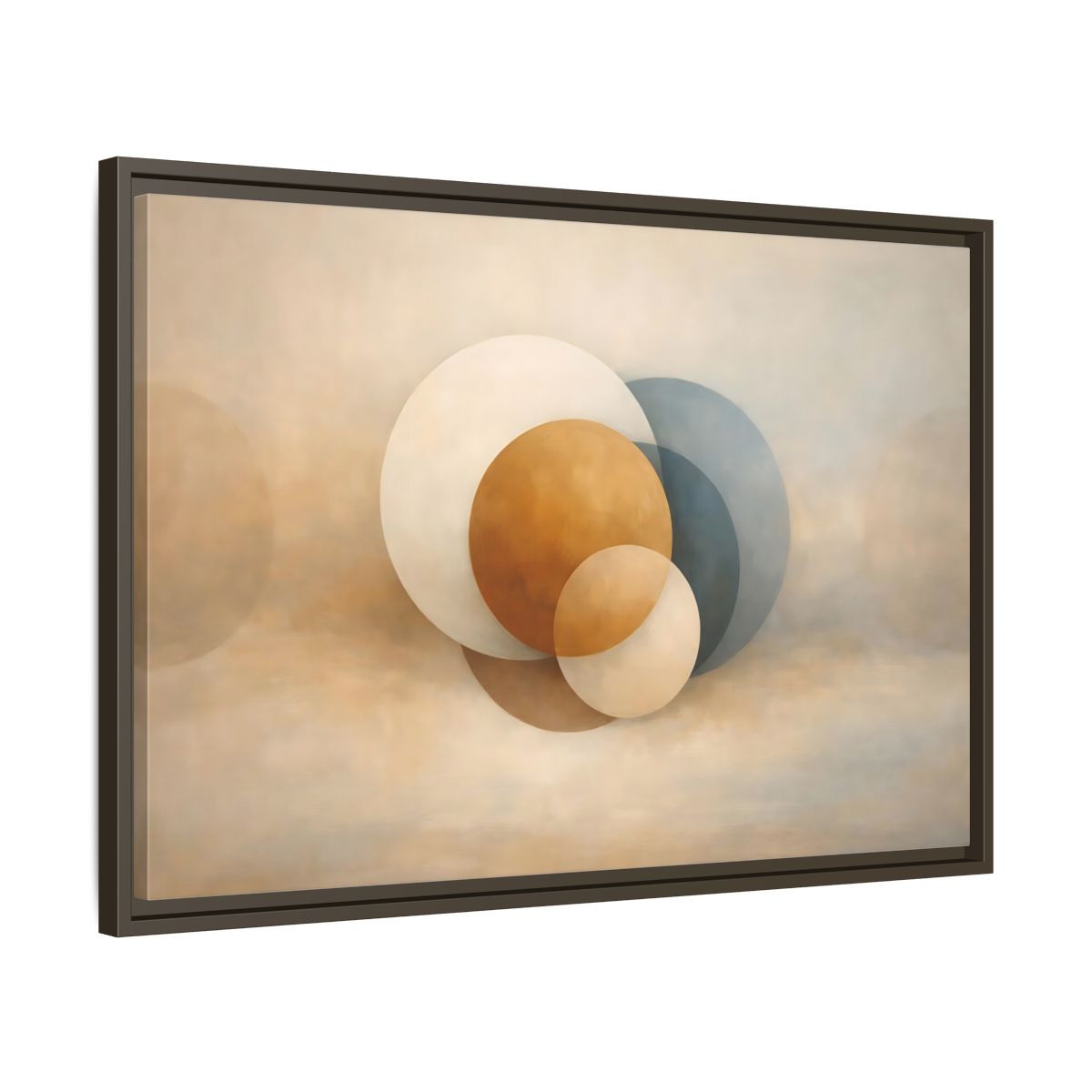 Side Mockup 11. Abstract Circles Earth Tone Circles shown as stretched canvas wall art