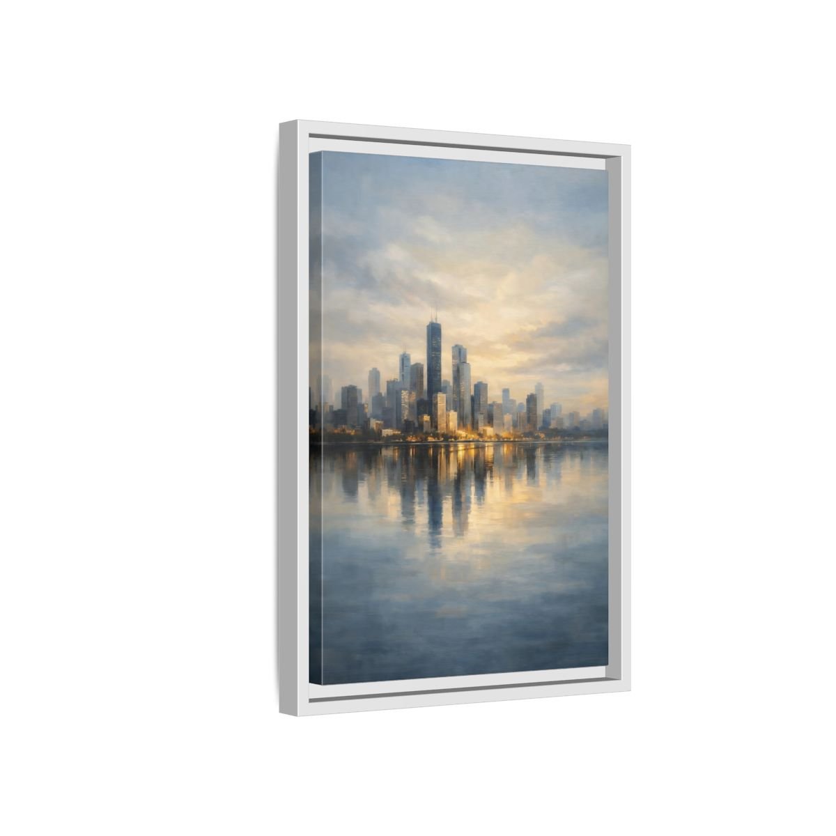 Abstract City Skyline Golden - Framed Canvas Wall Art Print - YesArtYes