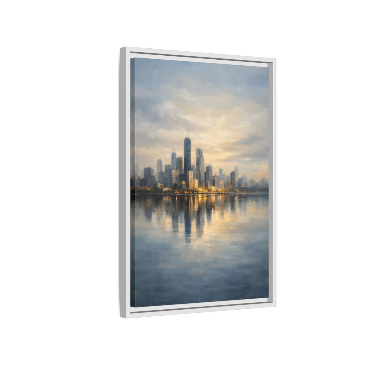 Abstract City Skyline Golden - Framed Canvas Wall Art Print - YesArtYes