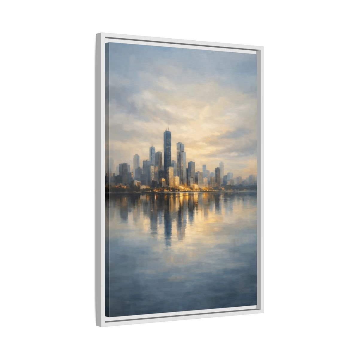 Abstract City Skyline Golden - Framed Canvas Wall Art Print - YesArtYes