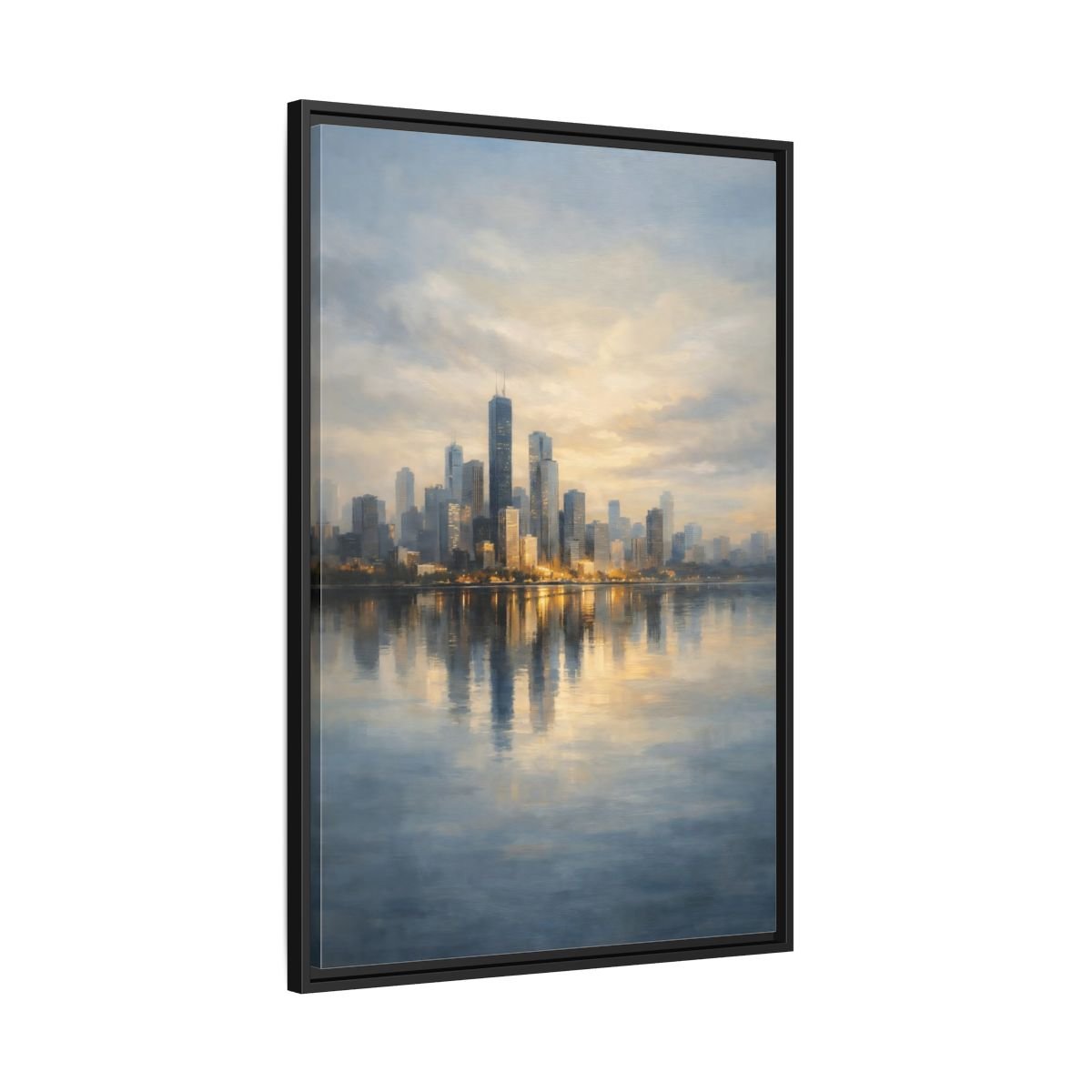 Abstract City Skyline Golden - Framed Canvas Wall Art Print - YesArtYes