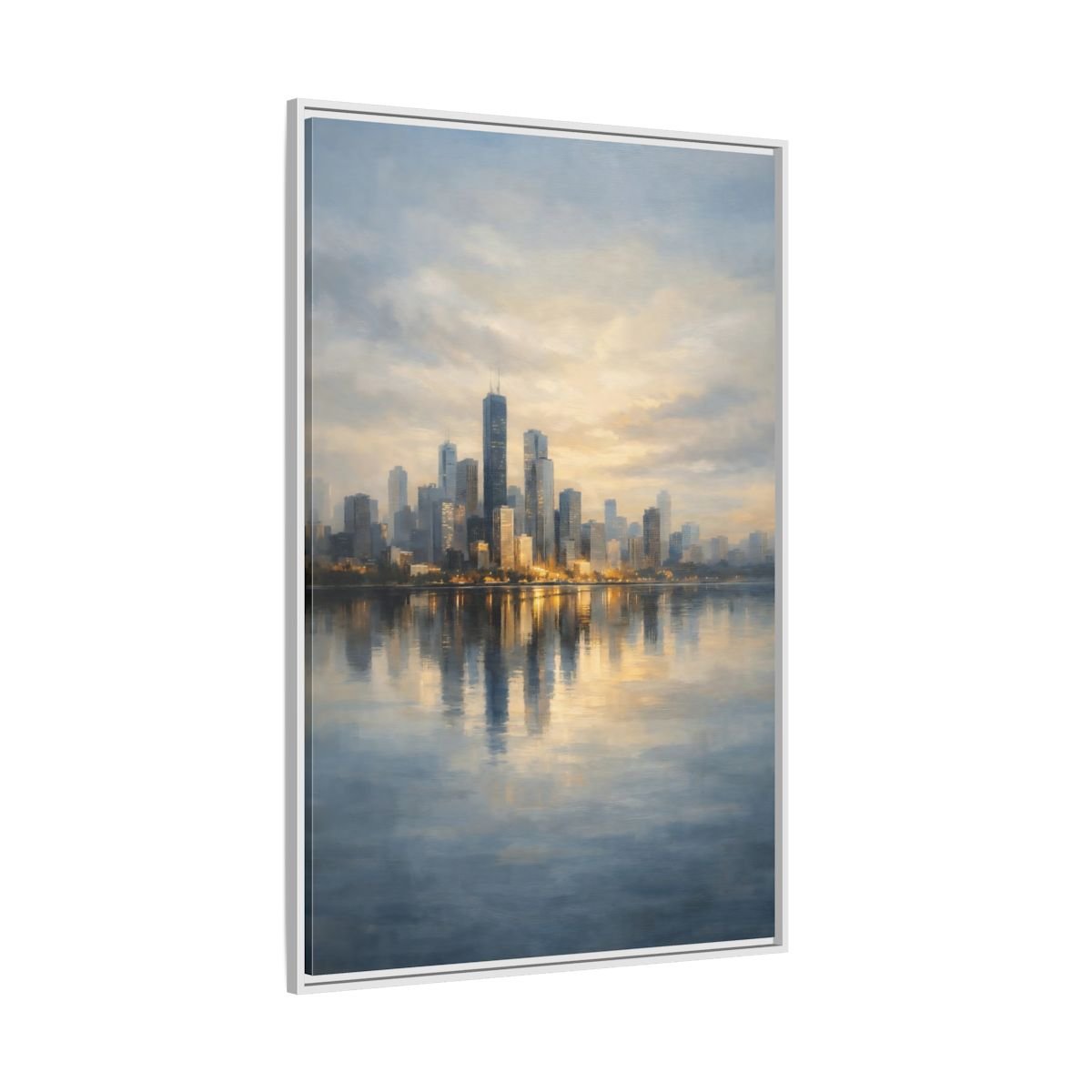 Abstract City Skyline Golden - Framed Canvas Wall Art Print - YesArtYes