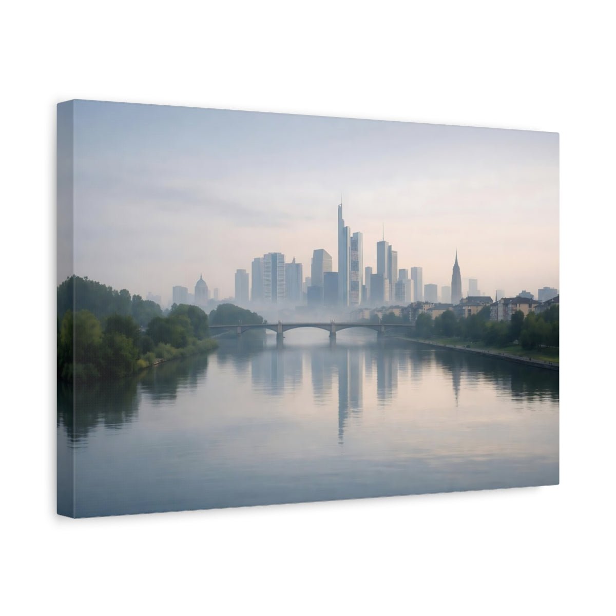 Abstract City Skyline Misty Blue - Canvas Wall Art Print - YesArtYes