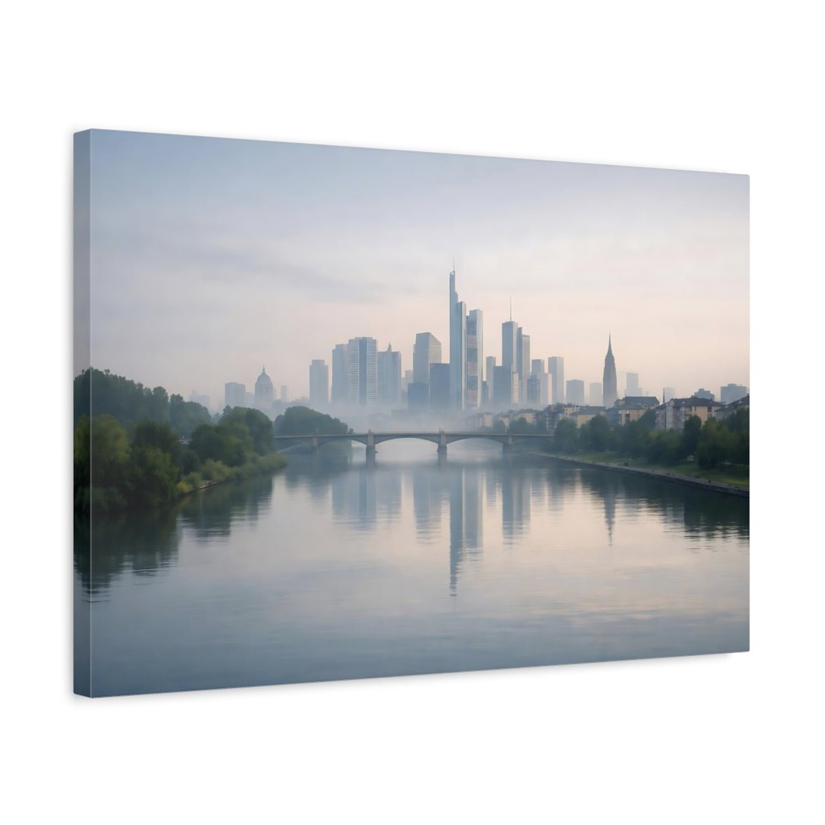 Abstract City Skyline Misty Blue - Canvas Wall Art Print - YesArtYes