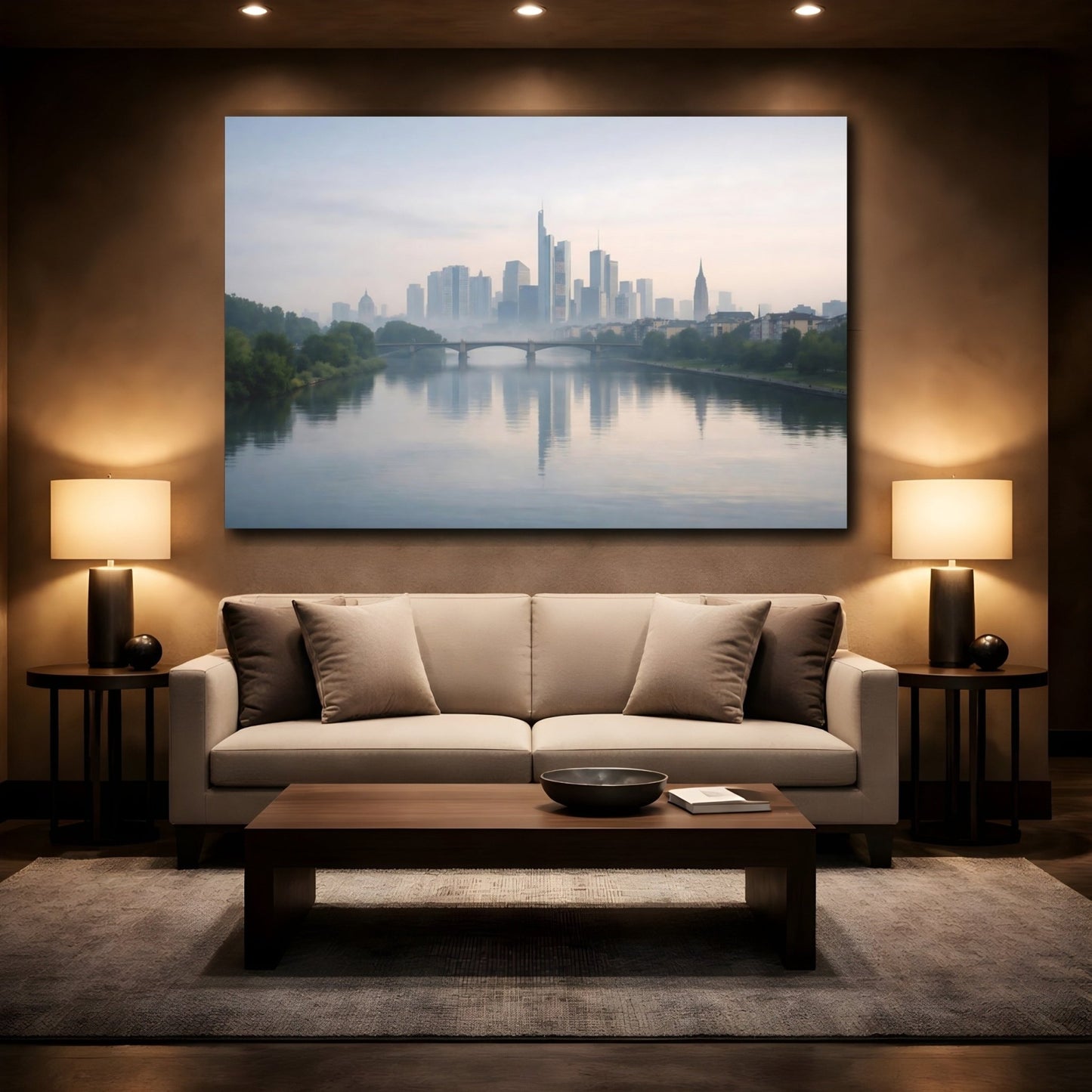 Abstract City Skyline Misty Blue - Canvas Wall Art Print - YesArtYes