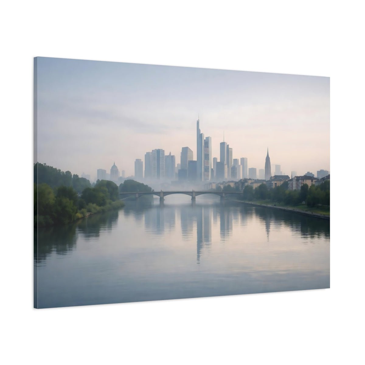 Abstract City Skyline Misty Blue - Canvas Wall Art Print - YesArtYes