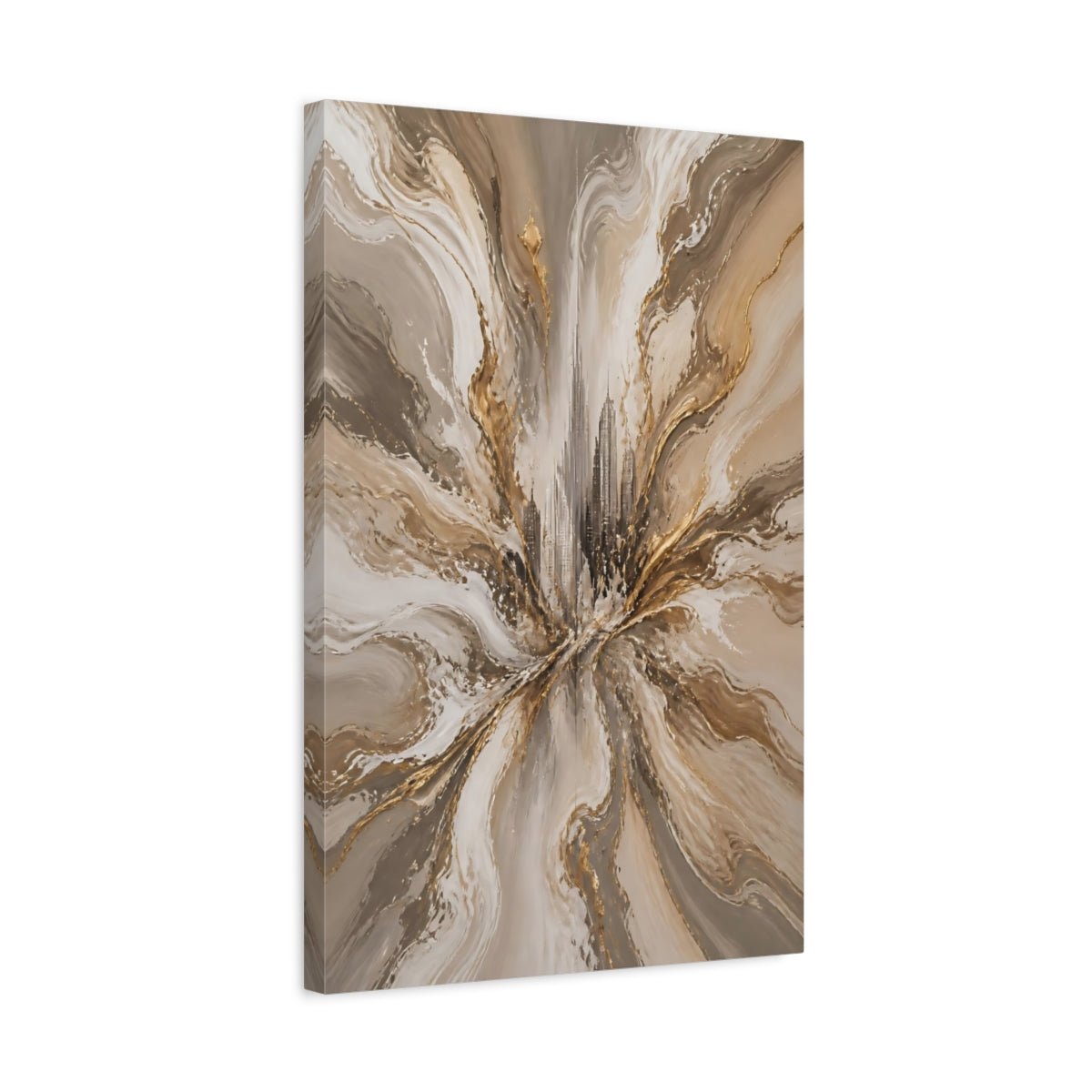 Abstract Cityscape Gold And Grey Canvas Wall Art Print – Living Room, Above Sofa - YesArtYes