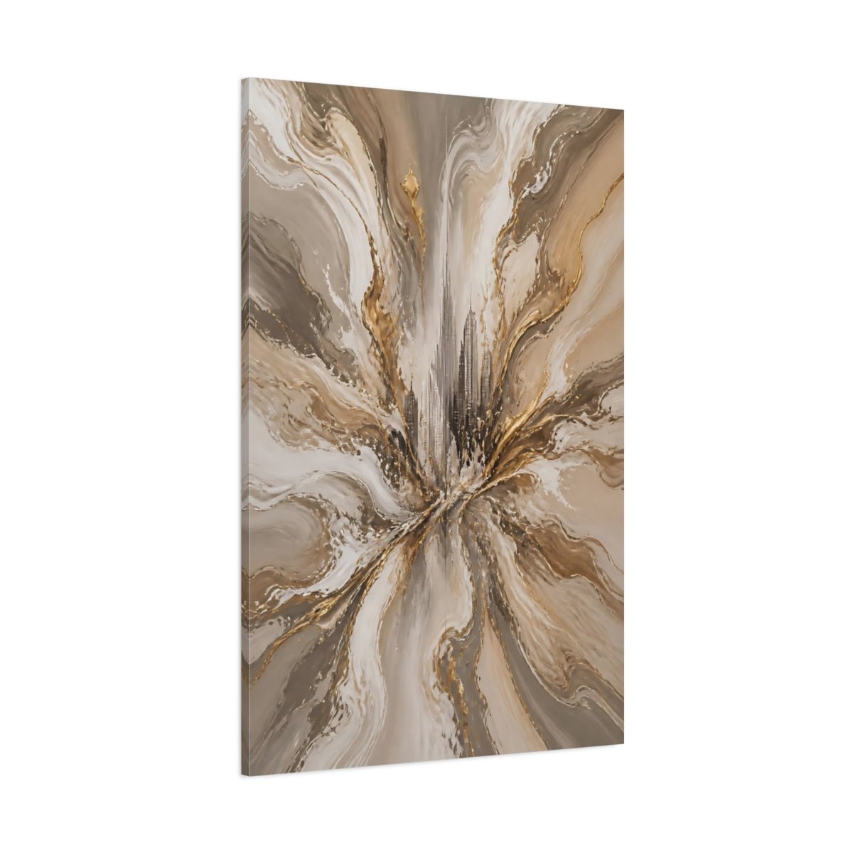 Abstract Cityscape Gold And Grey Canvas Wall Art Print – Living Room, Above Sofa - YesArtYes