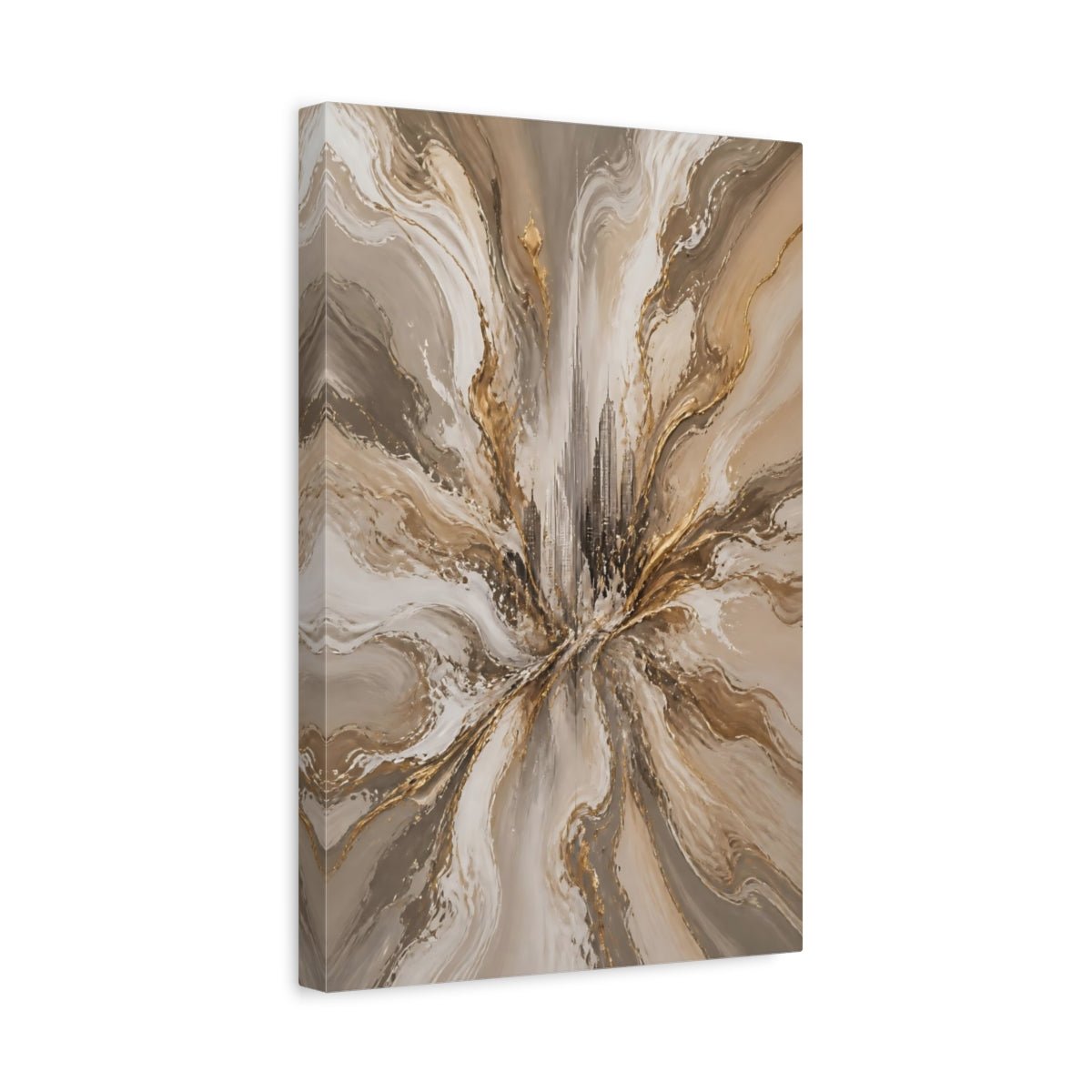 Abstract Cityscape Gold And Grey Canvas Wall Art Print – Living Room, Above Sofa - YesArtYes