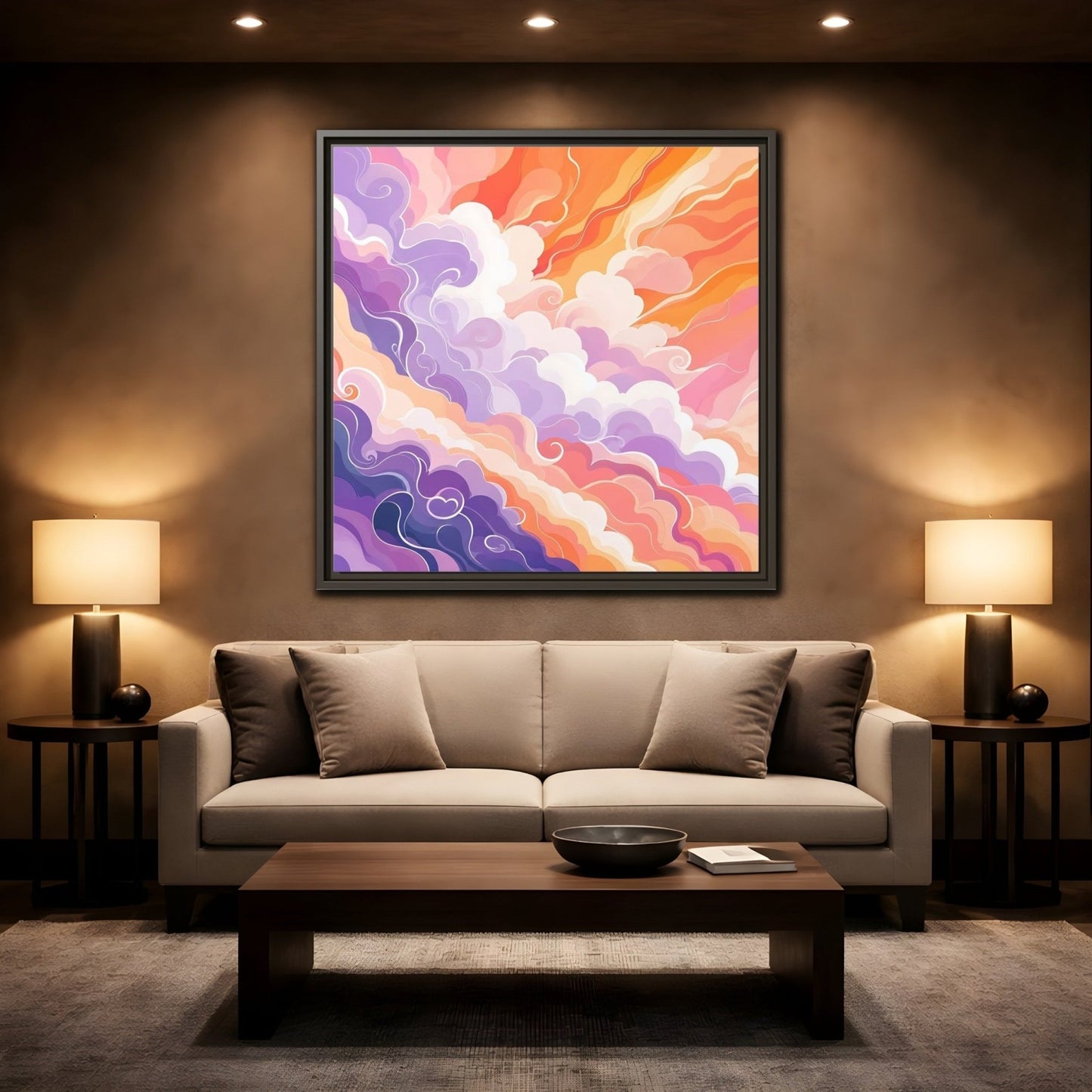 Abstract Clouds Colorful Framed Canvas Print – Living Room, Above Couch - YesArtYes